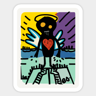 Black Angel of Love Graffiti Street Art Sticker